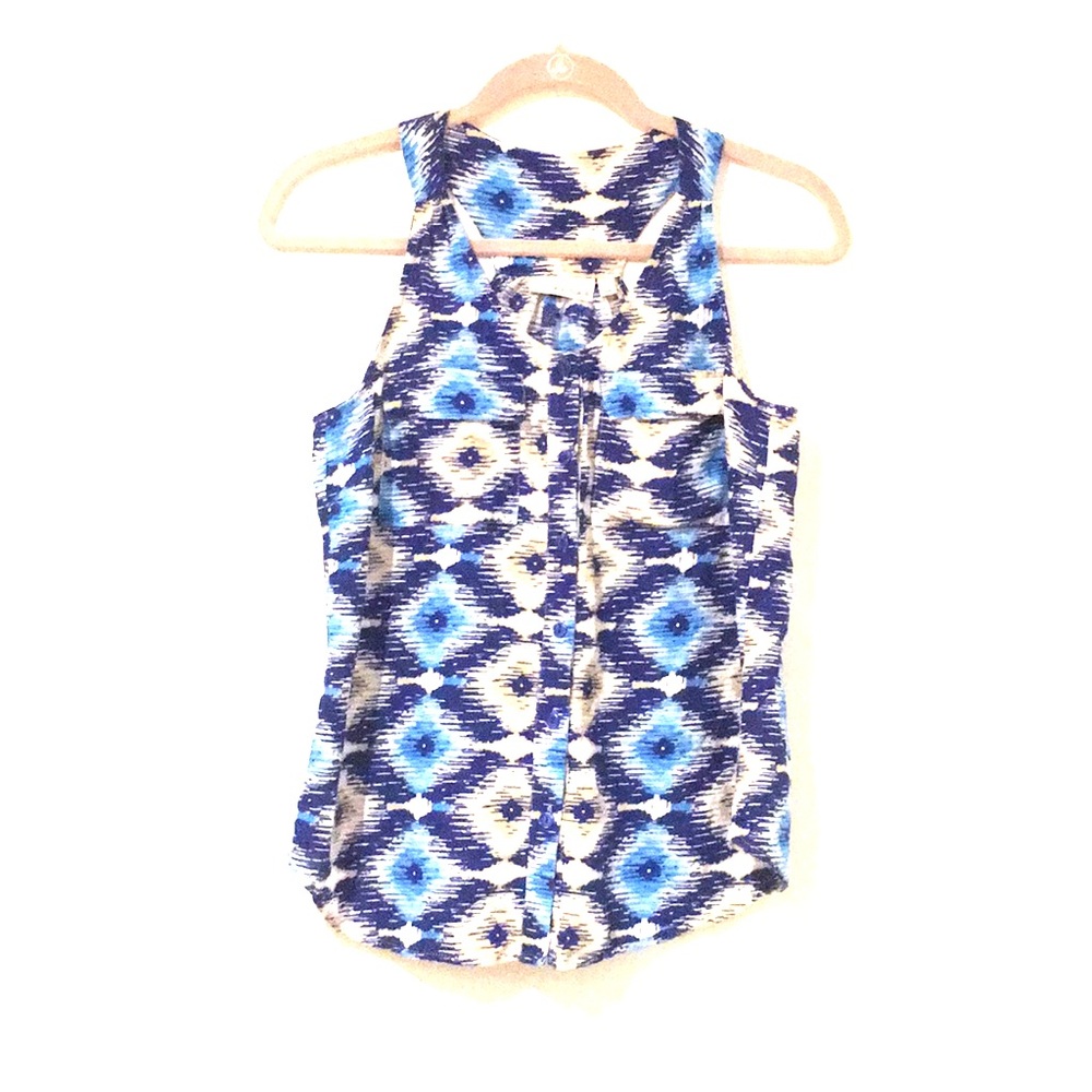 Kenar Linen Bohemian Design Button-Down Tank - image 1